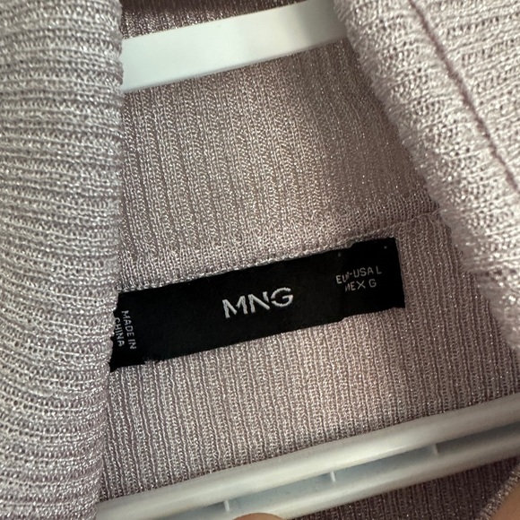 Mango Metallic Knit Turtle Neck Top in Light Purple - Picture 2 of 3